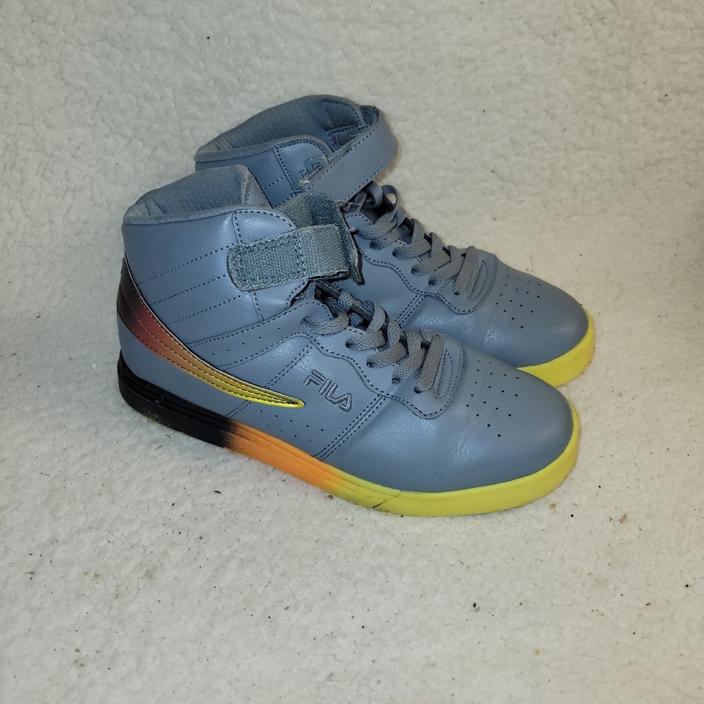 Fila High Top Sneakers Mens‎ 7 Grey Yellow Orange 3FM01734-083 Excellent Retro